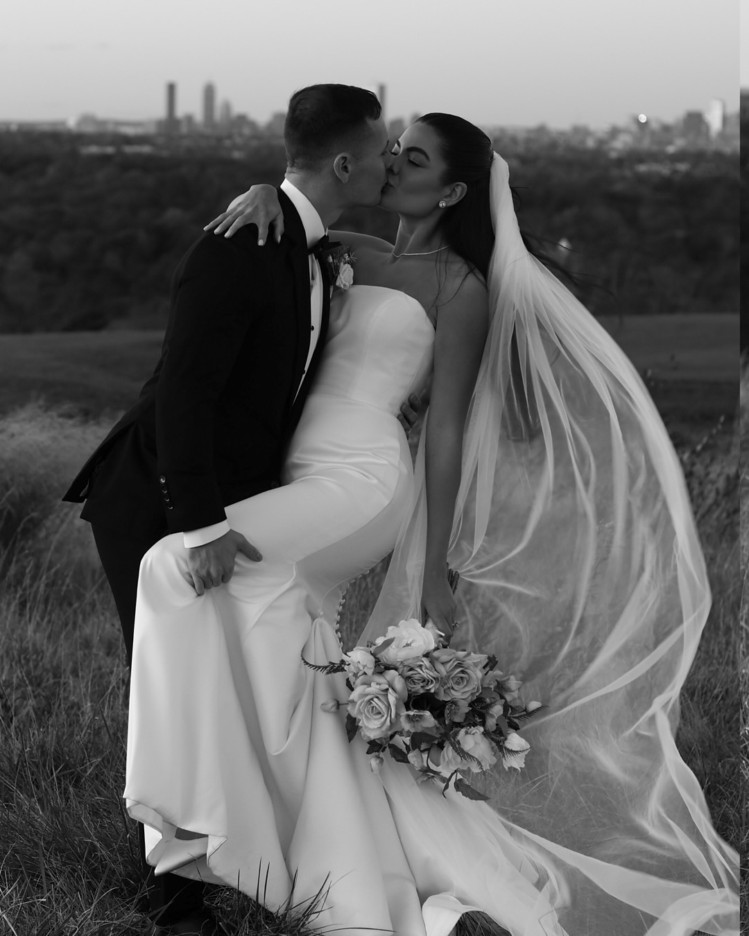Bride and groom walking together on their wedding day